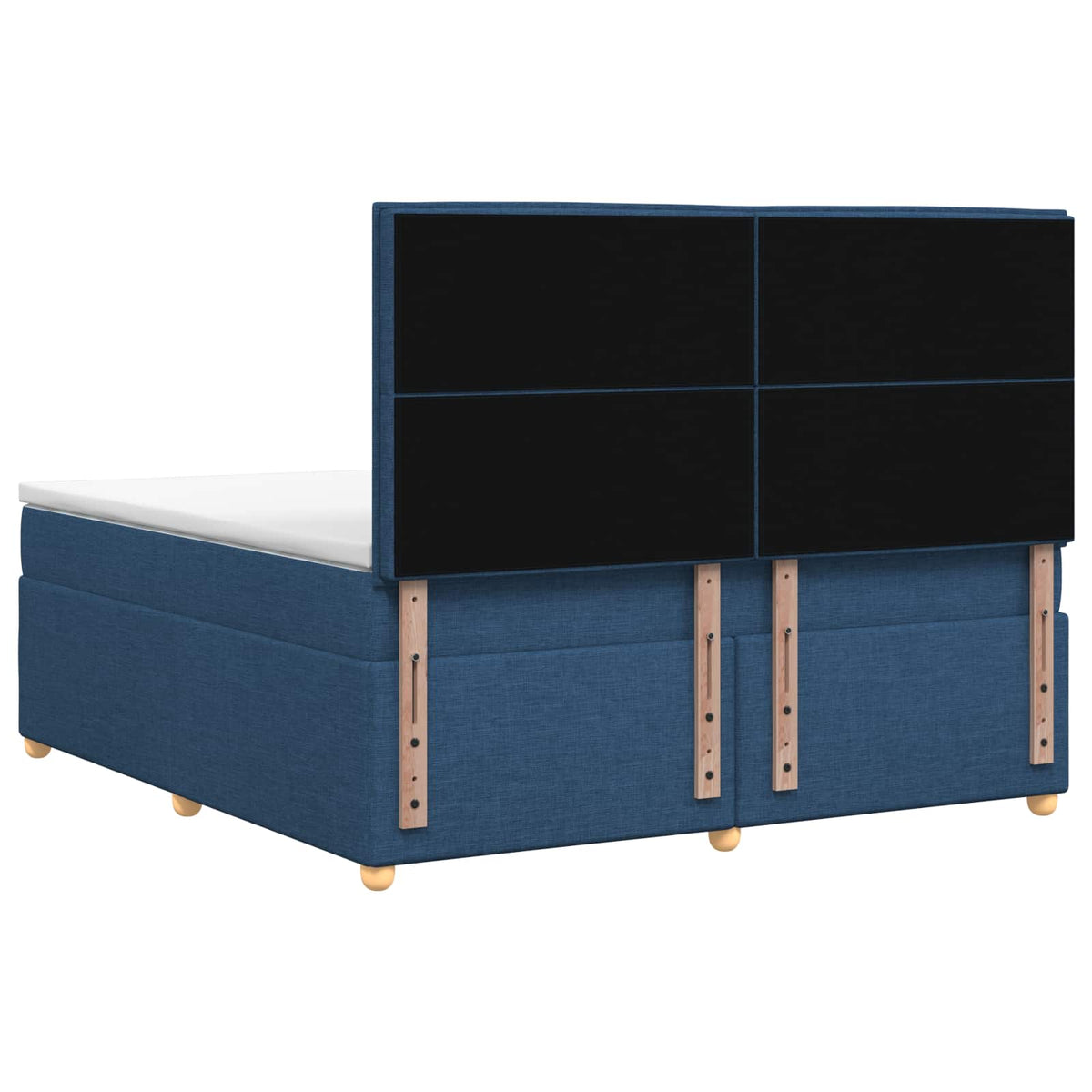 Boxmadras med topmadras med hovedgærde Blå 180 x 200 cm Stof
