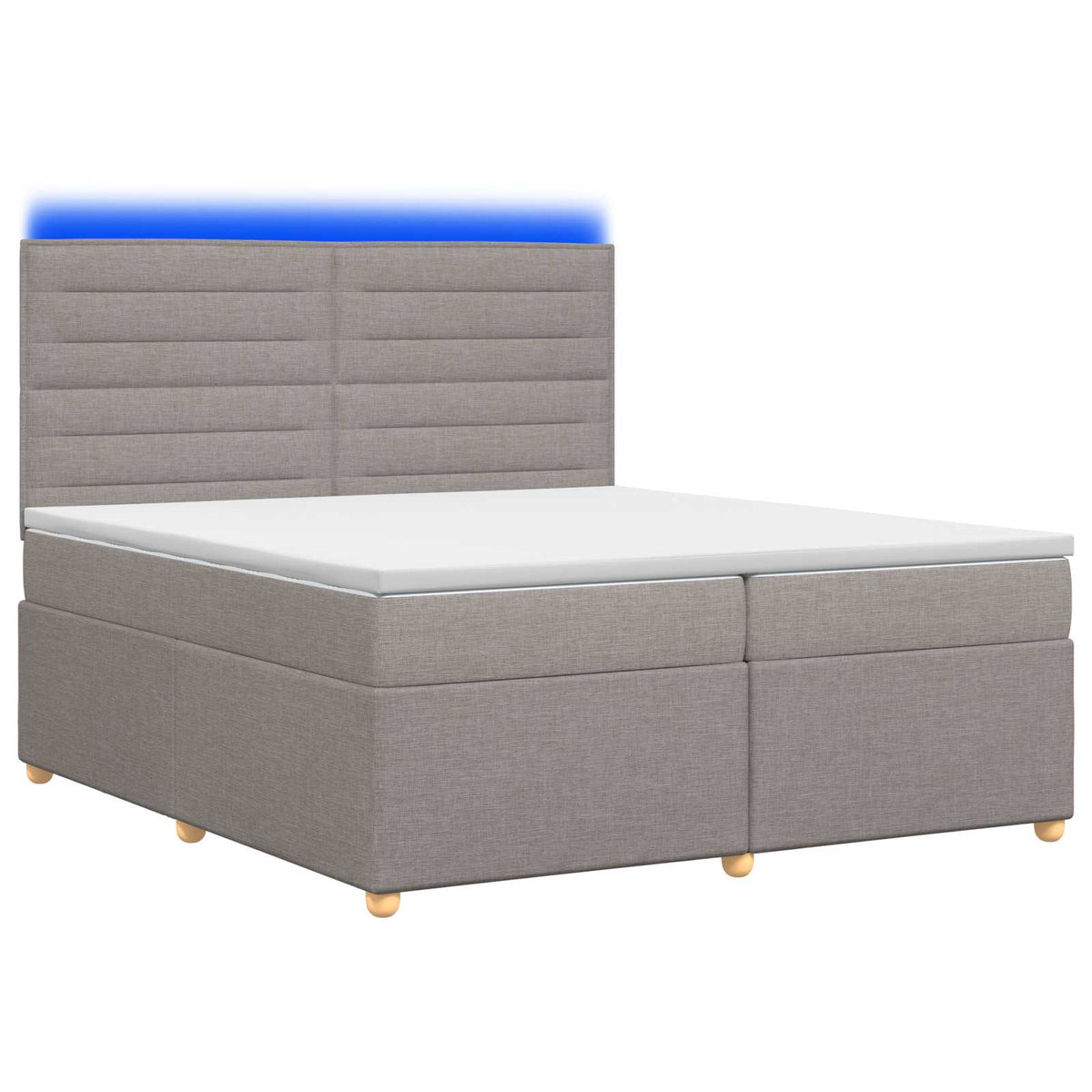 Boxmadras med topmadras Gråbrun 200 x 200 cm Stof