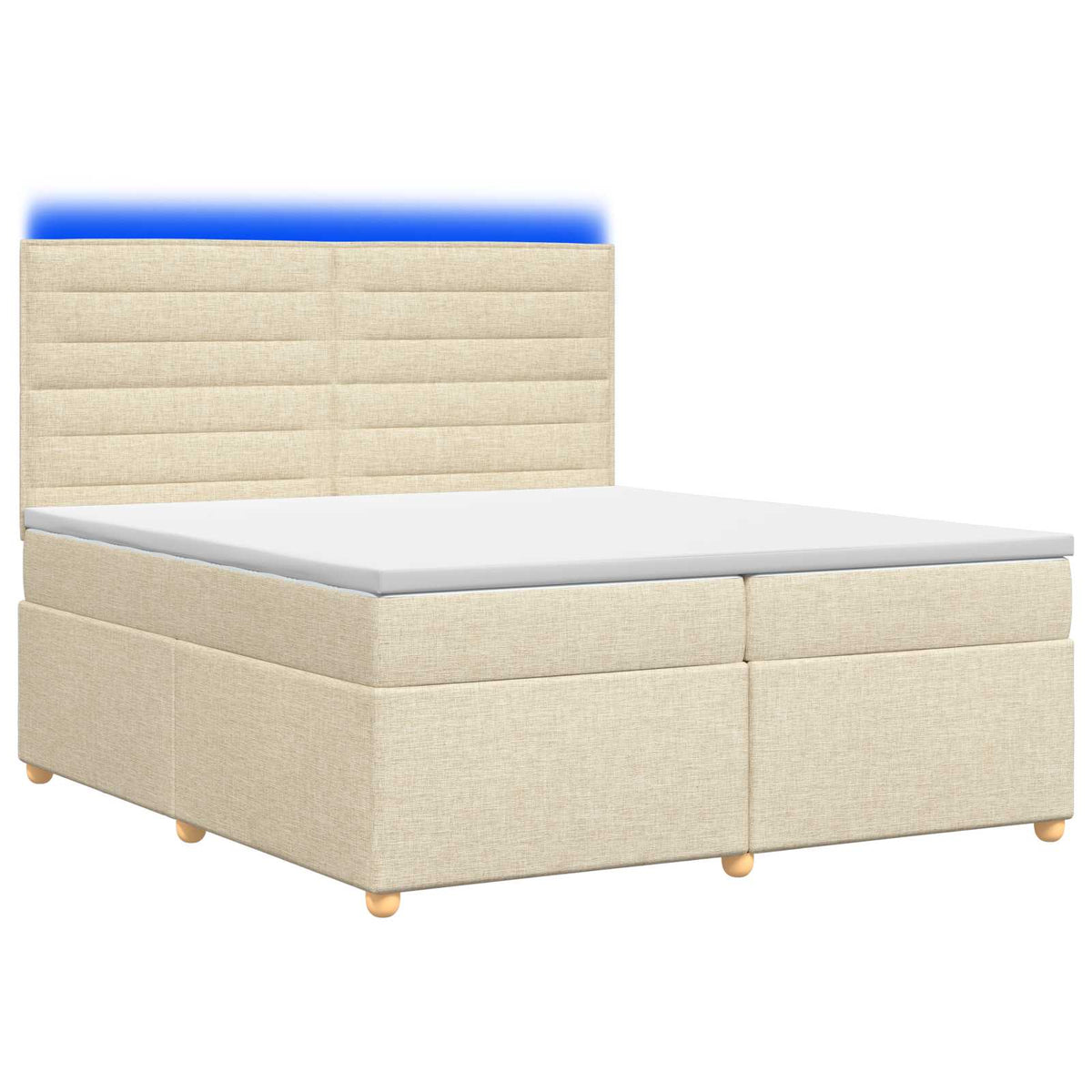 Boxmadras med topmadras Cremefarvet 200 x 200 cm Stof