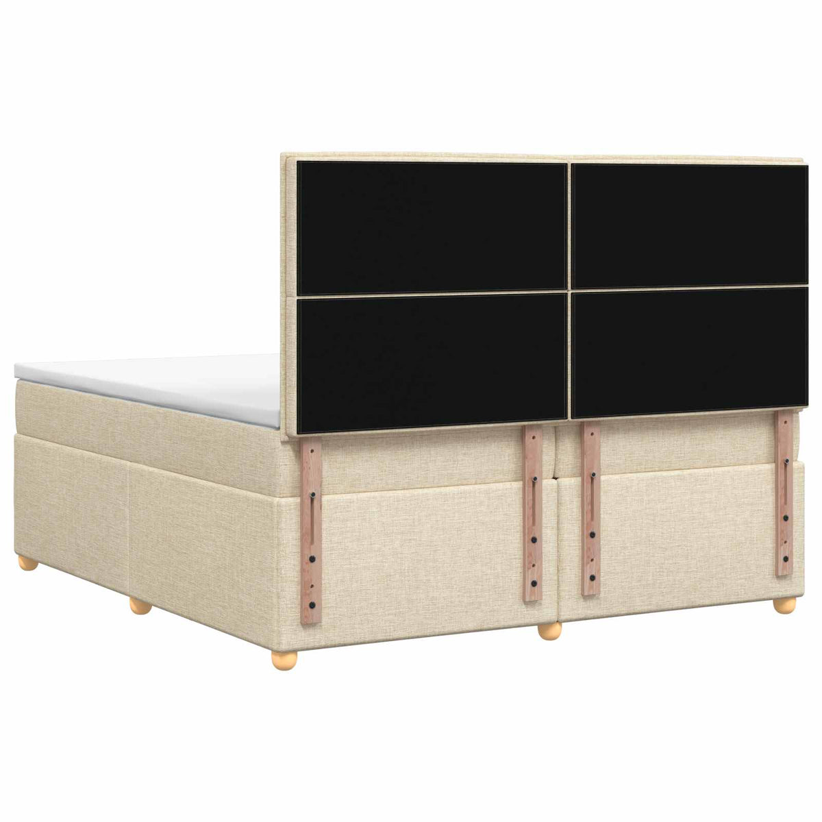 Boxmadras med topmadras Cremefarvet 200 x 200 cm Stof
