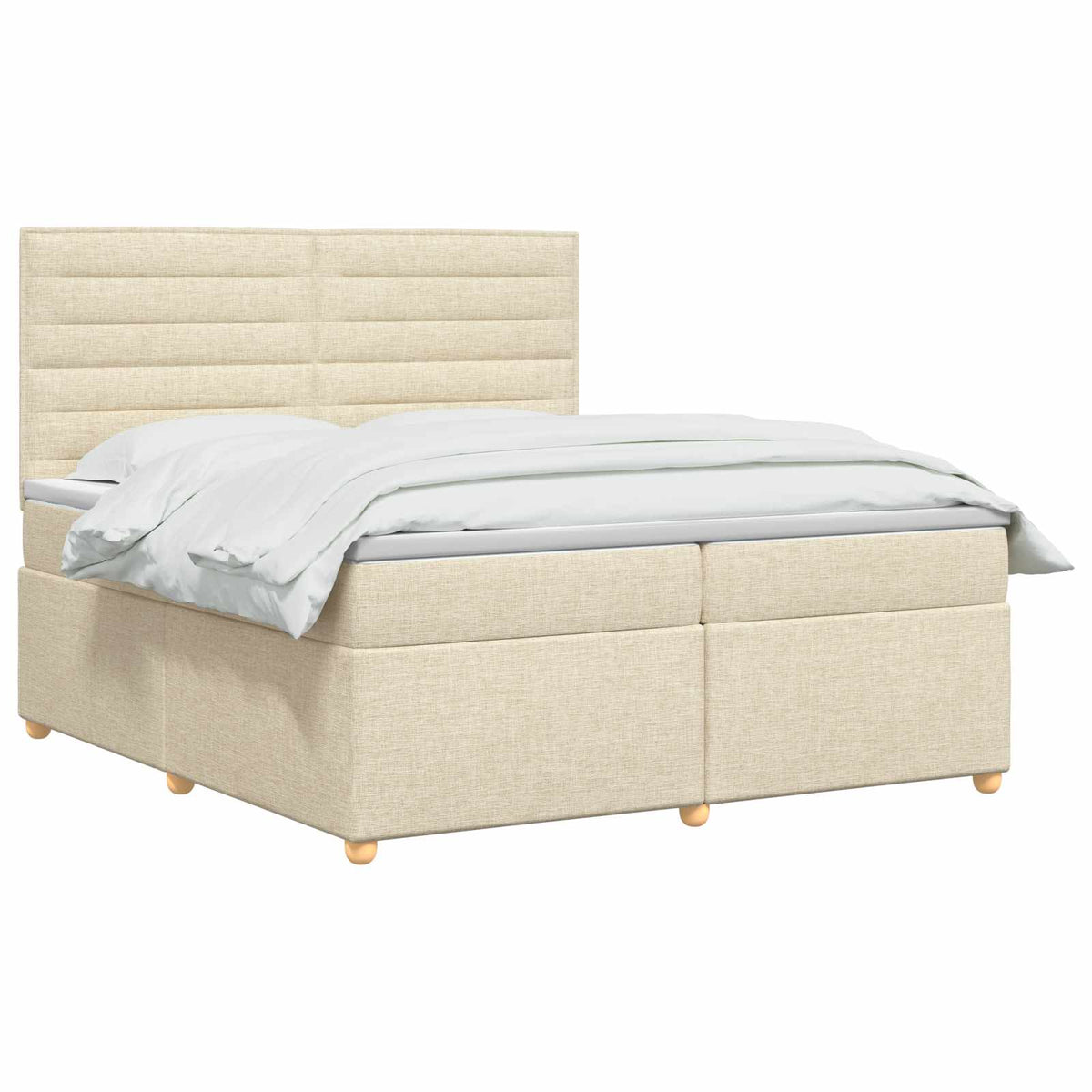 Boxmadras med topmadras Cremefarvet 200 x 200 cm Stof