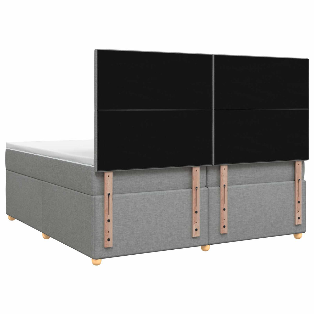 Boxmadras med topmadras Lysegrå 200 x 200 cm Stof