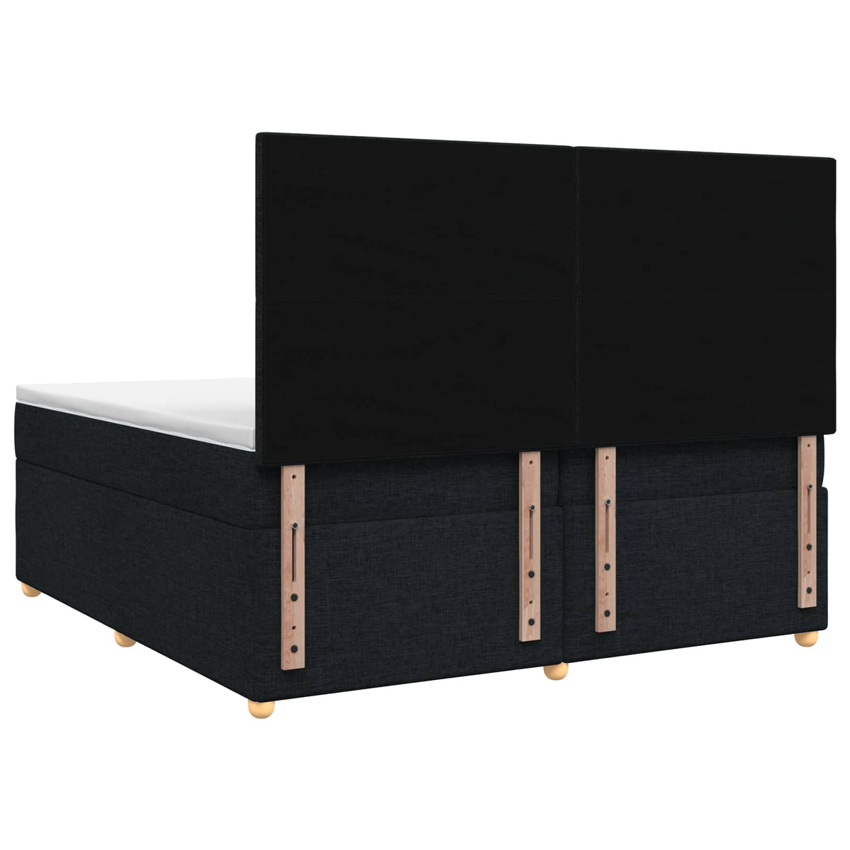 Boxmadras med topmadras med hovedgærde Sort 200 x 200 cm Stof