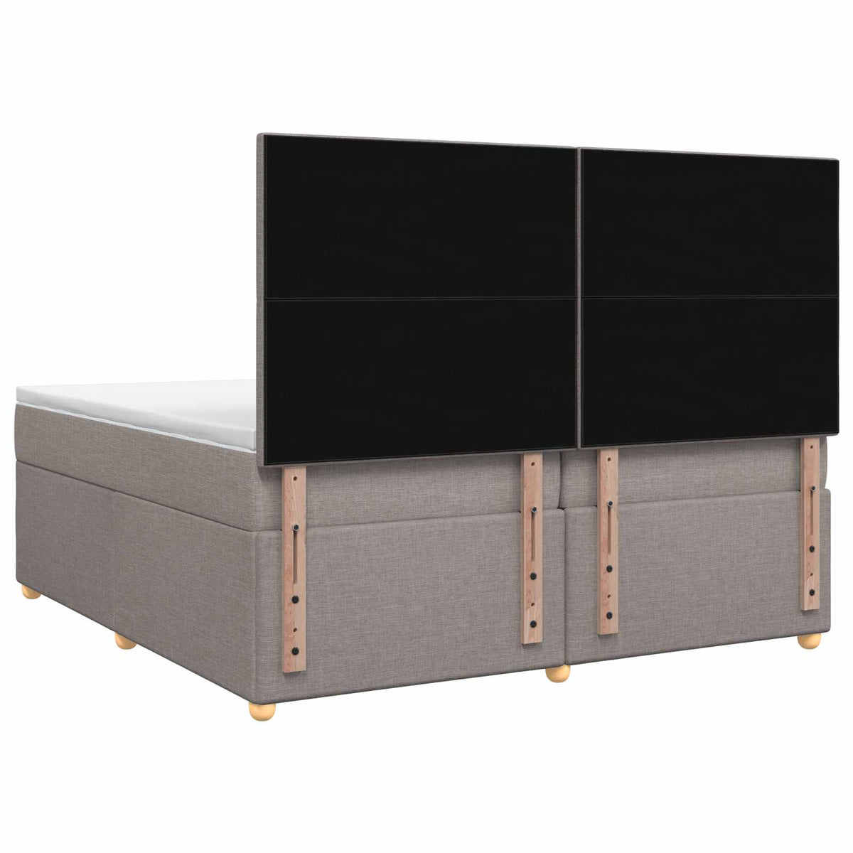 Boxmadras med topmadras Gråbrun 200 x 200 cm Stof