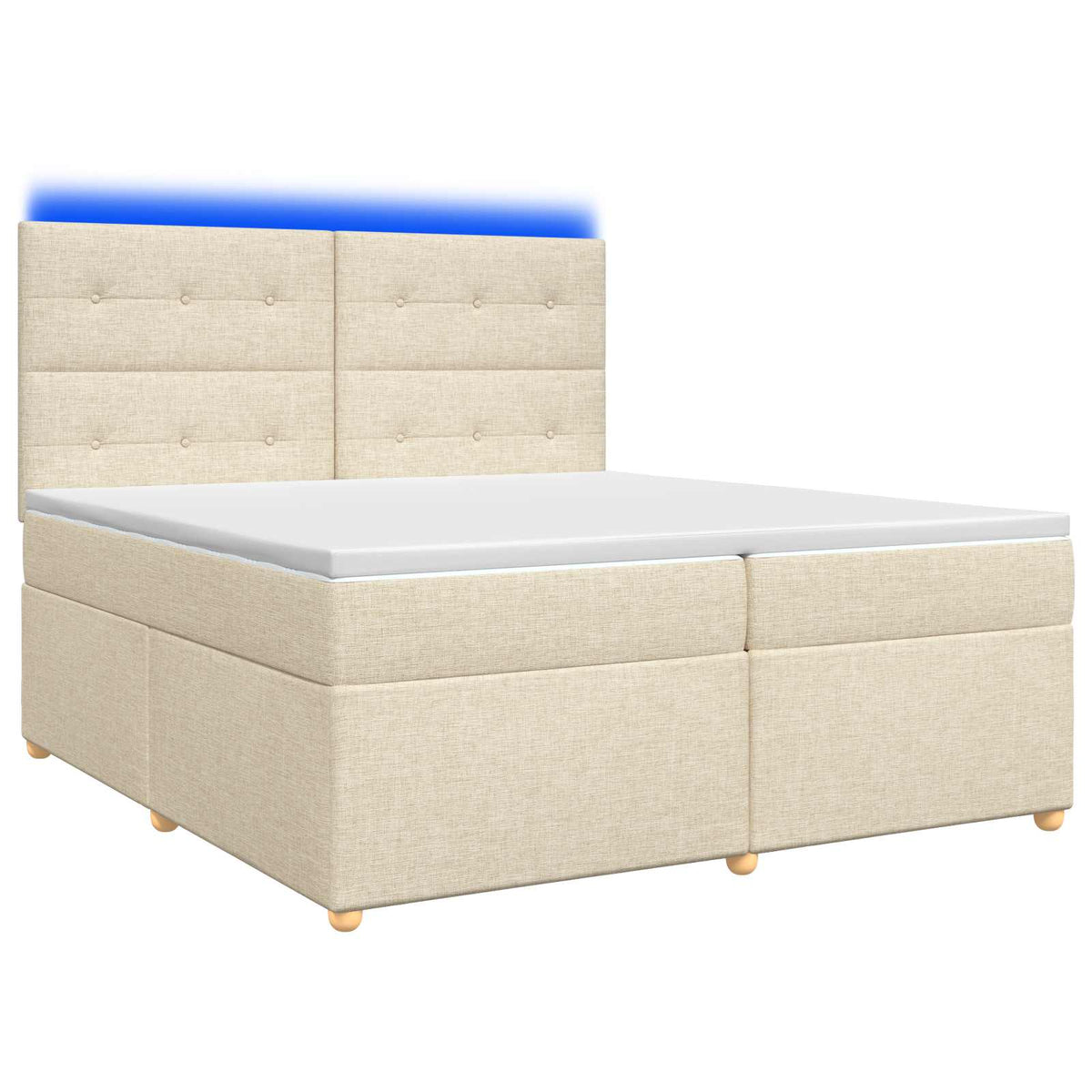 Boxmadras med topmadras Cremefarvet 200 x 200 cm Stof