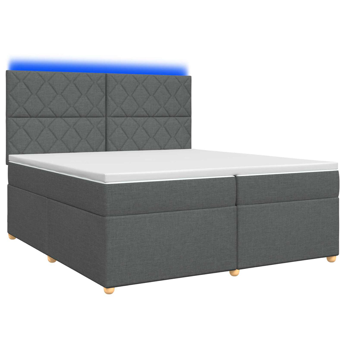 Boxmadras med topmadras Mørkegrå 200 x 200 cm Stof