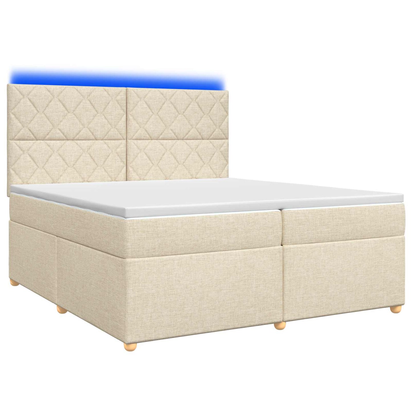 Boxmadras med topmadras Cremefarvet 200 x 200 cm Stof