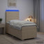 LED boksmadrasseng med madras Cremefarvet 80 x 200 cm Stof