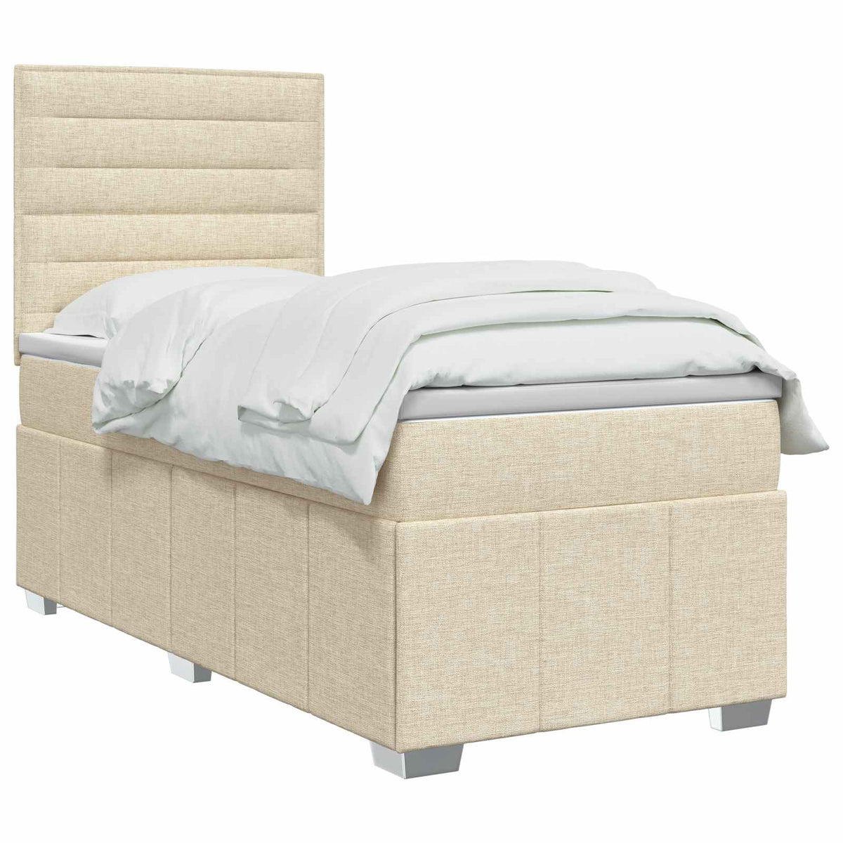 LED boksmadrasseng med madras Cremefarvet 80 x 200 cm Stof