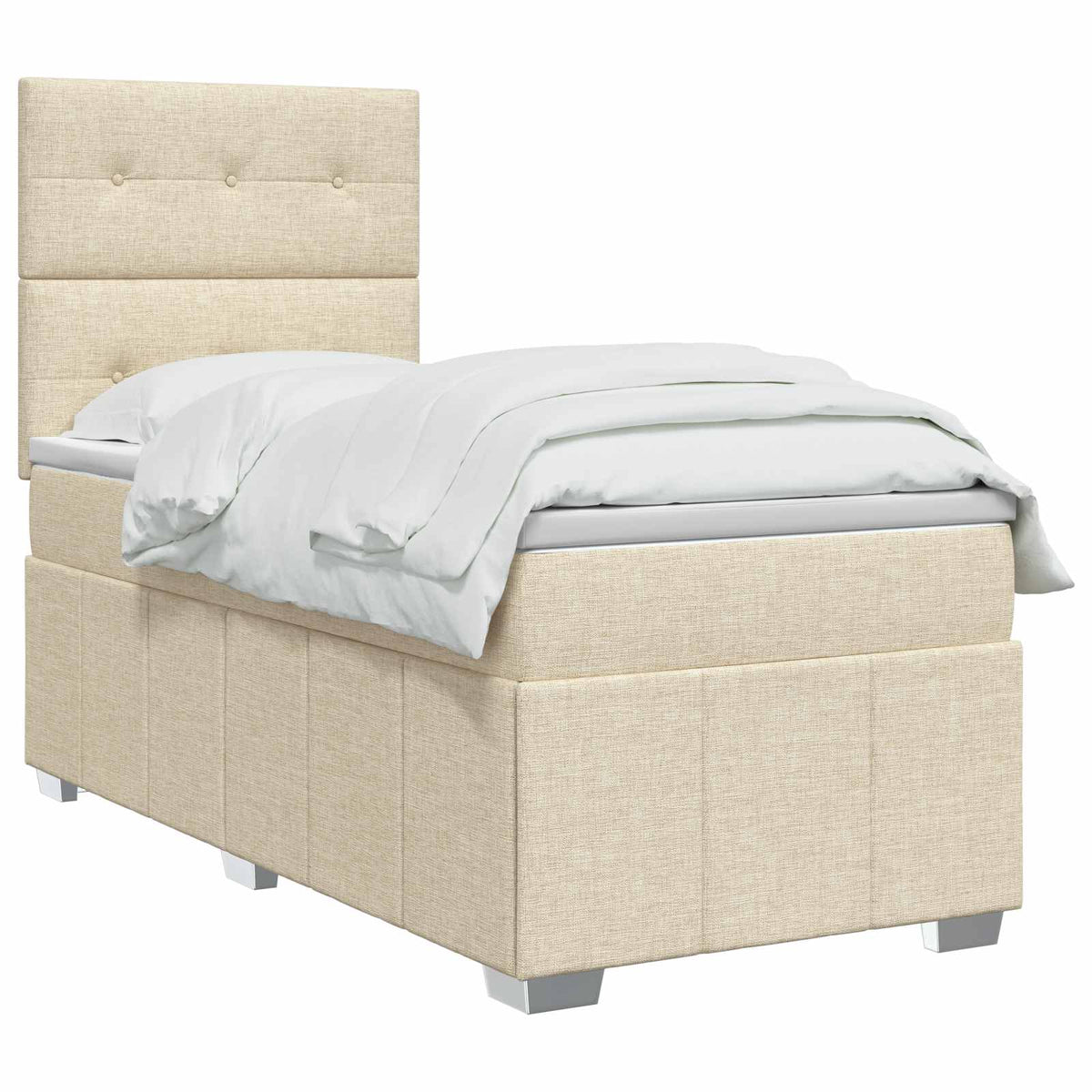 LED boksmadrasseng med madras Cremefarvet 80 x 200 cm Stof