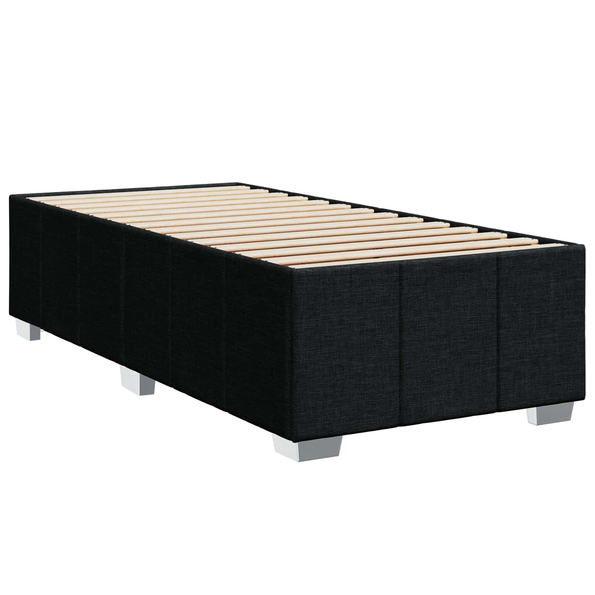 LED boksmadrasseng med madras Sort 90 x 200 cm Stof