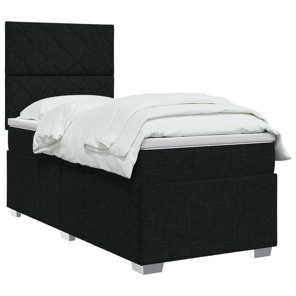 LED boksmadrasseng med madras Sort 90 x 200 cm Stof