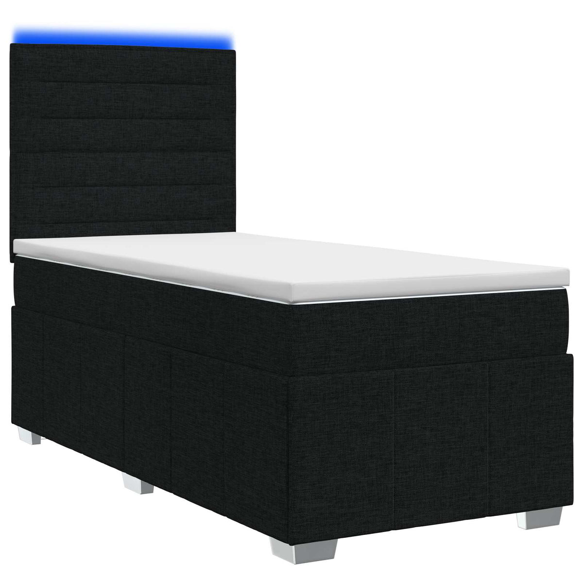 LED boksmadrasseng med madras Sort 100 x 200 cm Stof