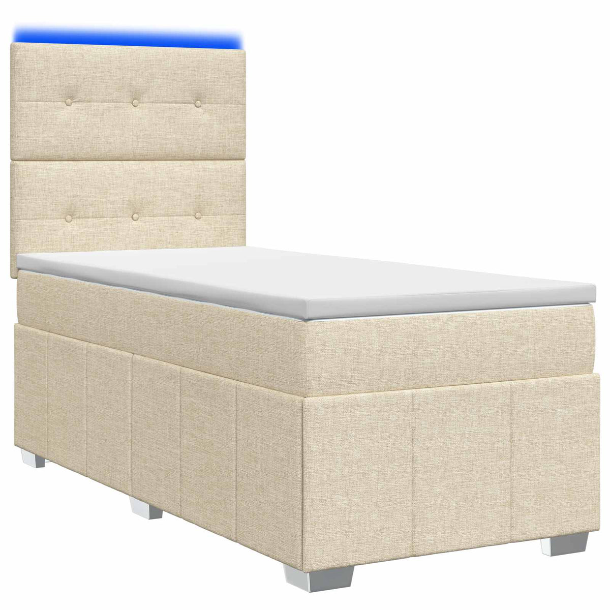 LED boksmadrasseng med madras Cremefarvet 100 x 200 cm Stof