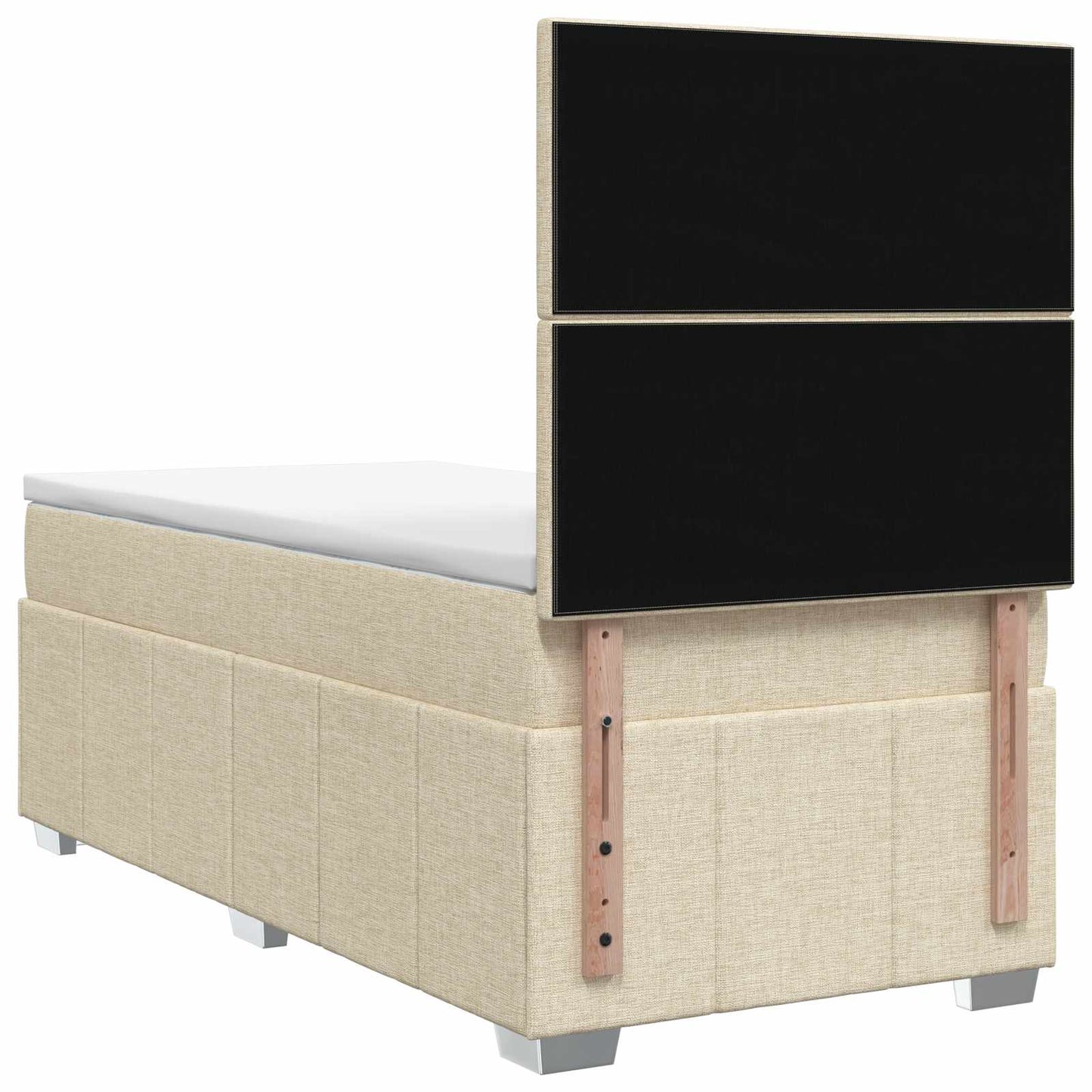 LED boksmadrasseng med madras Cremefarvet 100 x 200 cm Stof