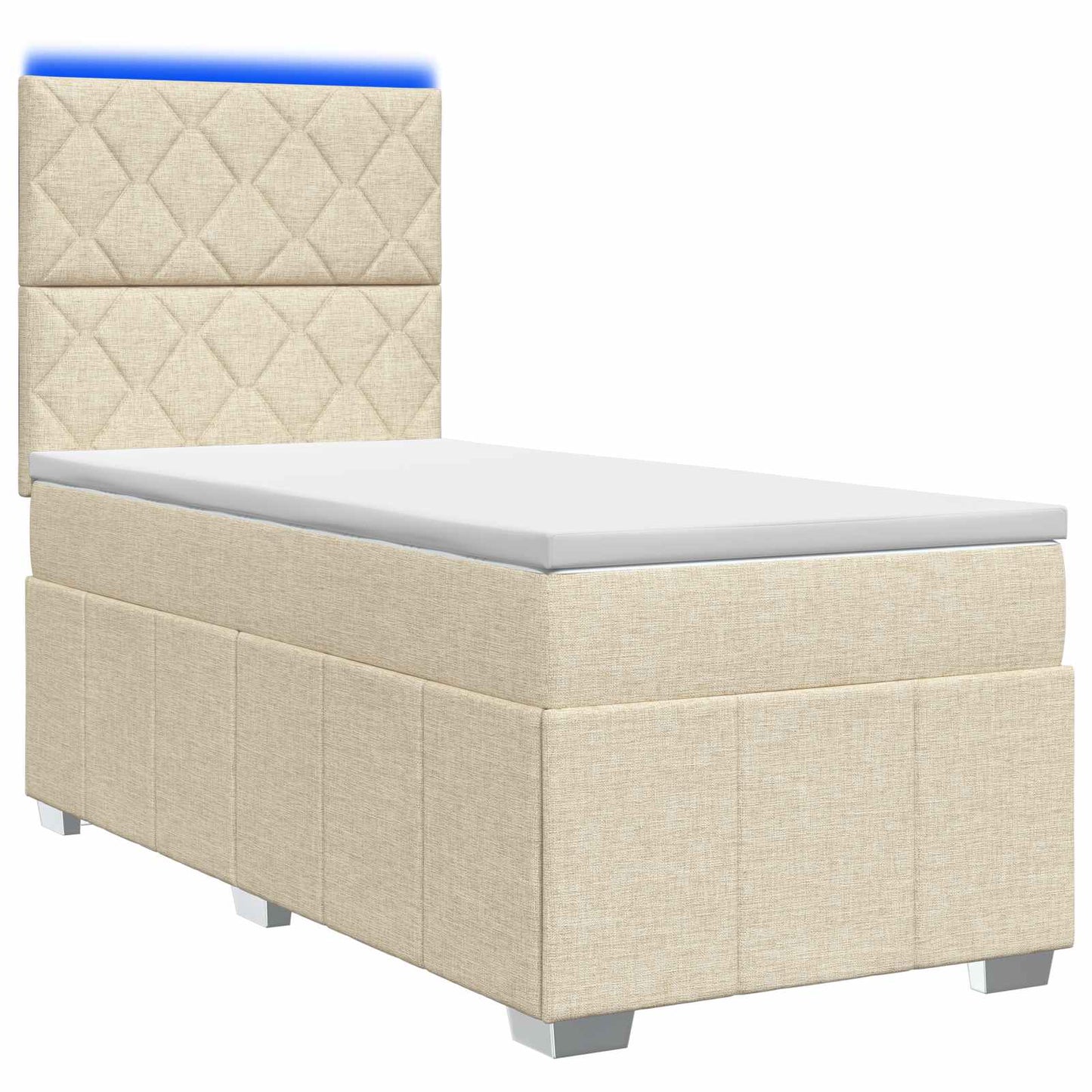 LED boksmadrasseng med madras Cremefarvet 100 x 200 cm Stof