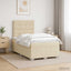 LED boksmadrasseng med madras Cremefarvet 120 x 190 cm Stof
