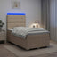 LED boksmadrasseng med madras Cremefarvet 120 x 200 cm Stof