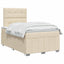 LED boksmadrasseng med madras Cremefarvet 120 x 190 cm Stof