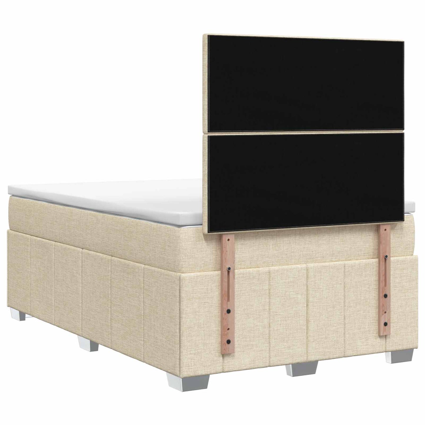 LED boksmadrasseng med madras Cremefarvet 120 x 190 cm Stof
