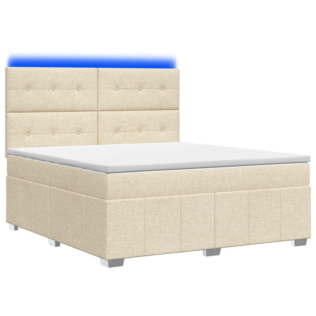LED boksmadrasseng med madras Cremefarvet 140 x 190 cm Stof