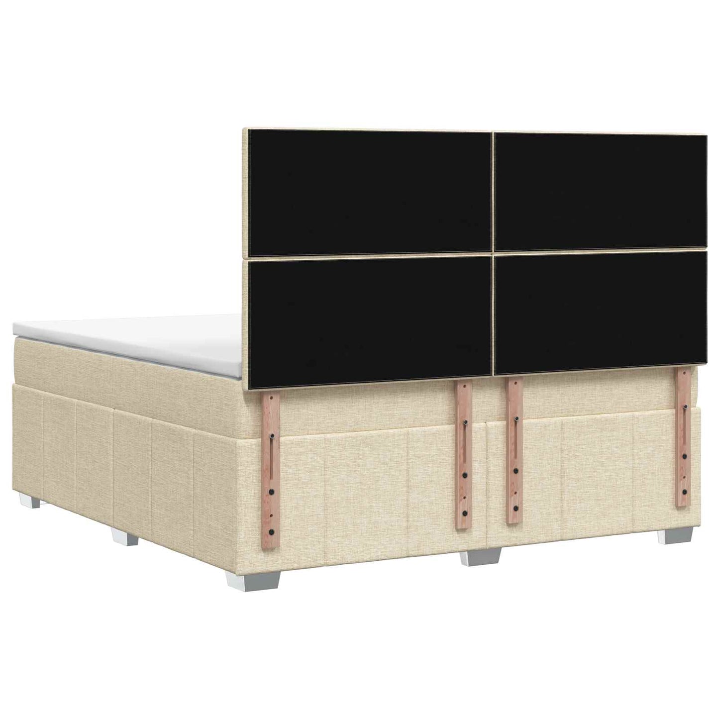 LED boksmadrasseng med madras Cremefarvet 140 x 200 cm Stof