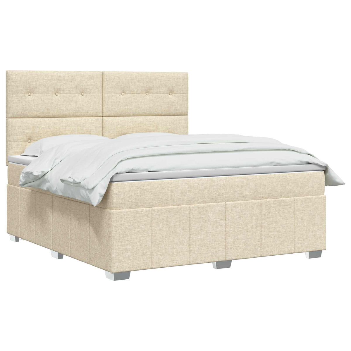 LED boksmadrasseng med madras Cremefarvet 140 x 200 cm Stof