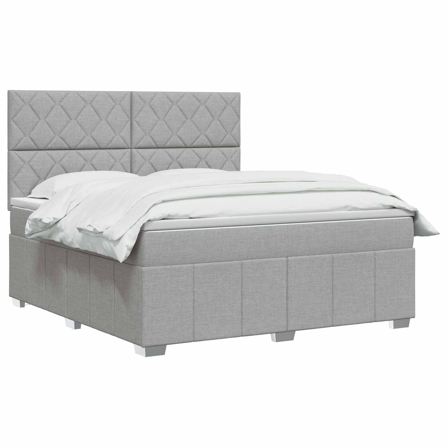 LED boksmadrasseng med madras Lysegrå 140 x 200 cm Stof