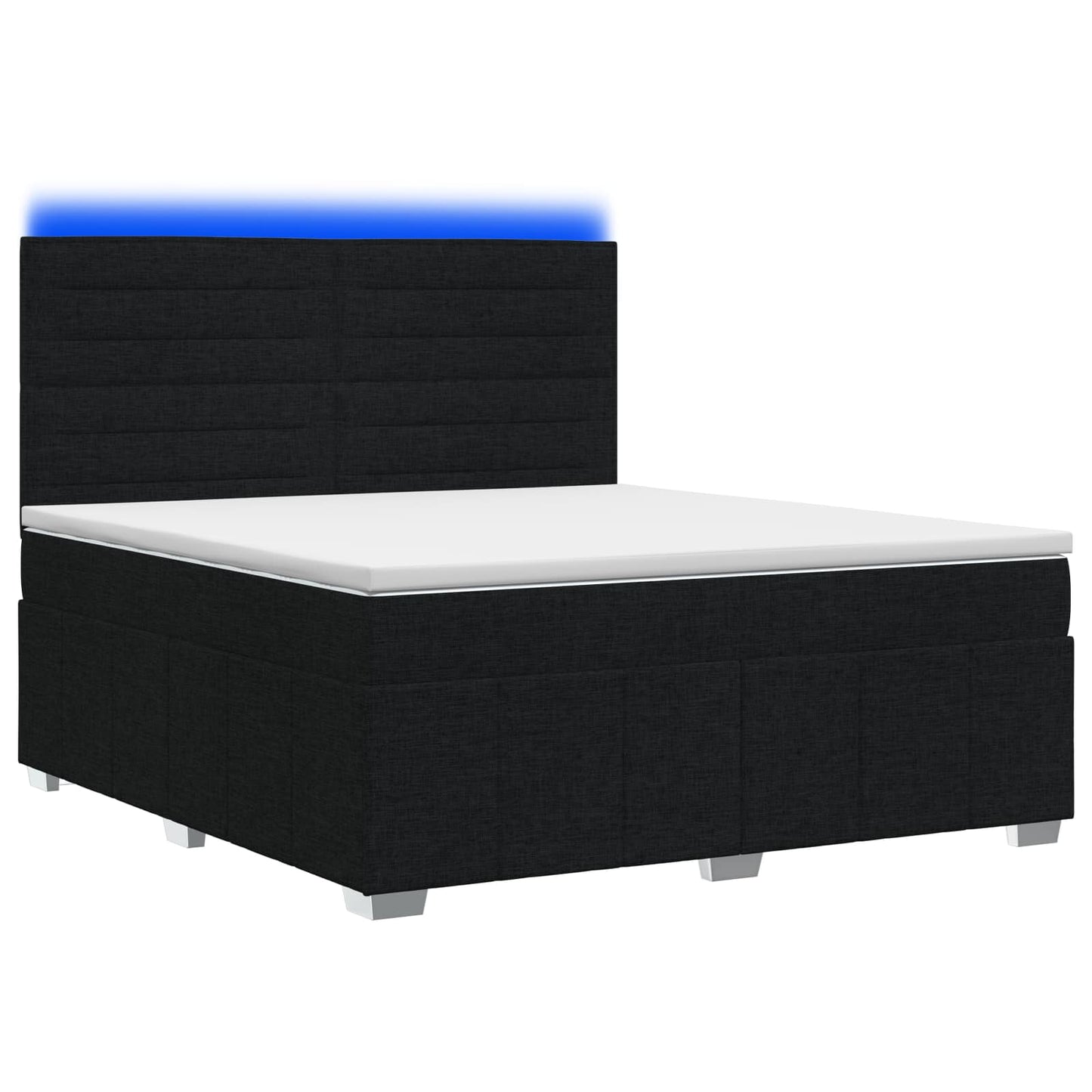 LED boksmadrasseng med madras Sort 160 x 200 cm Stof
