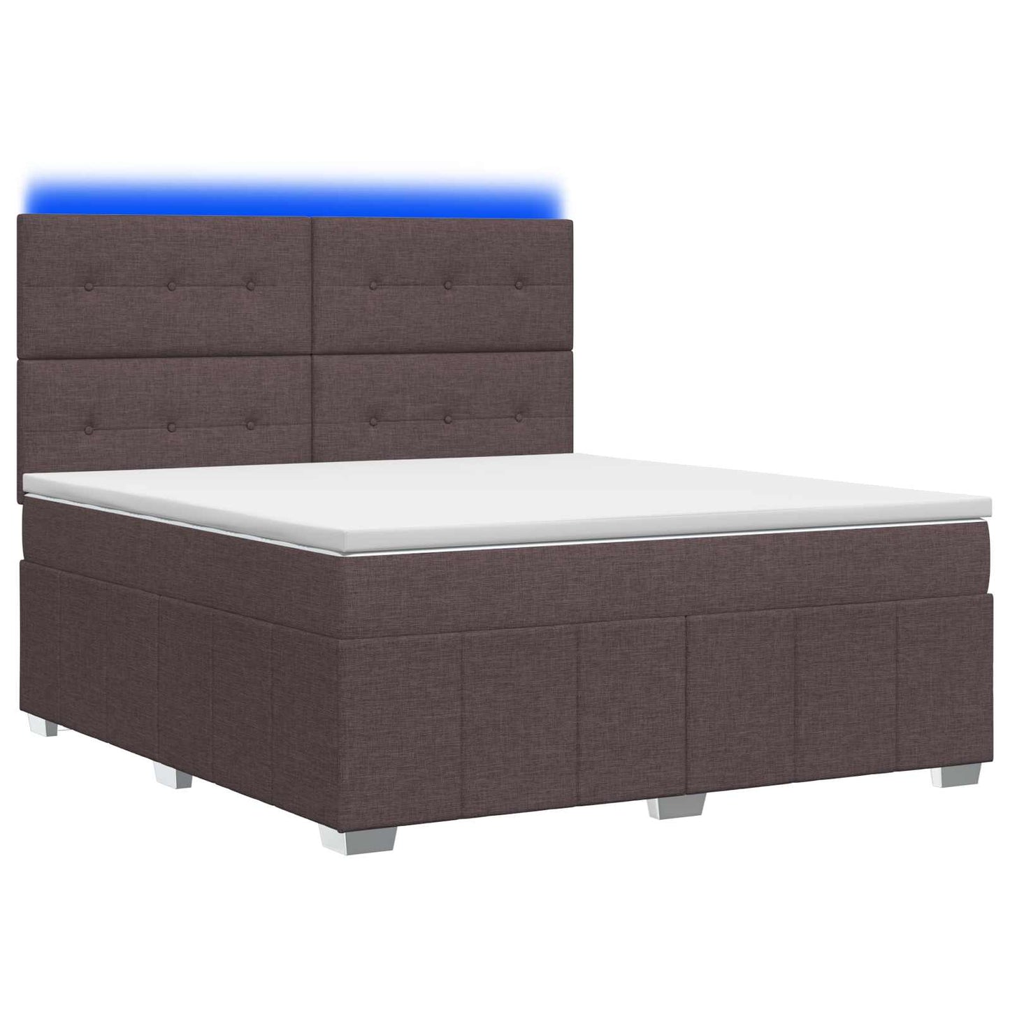 LED boksmadrasseng med madras Mørk Brun 160 x 200 cm Stof