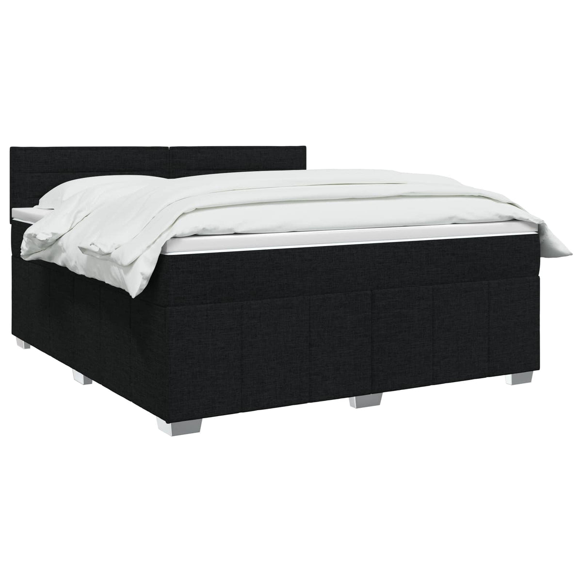 LED boksmadrasseng med madras Sort 180 x 200 cm Stof