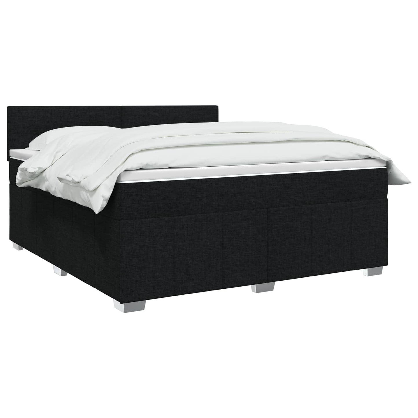 LED boksmadrasseng med madras Sort 180 x 200 cm Stof
