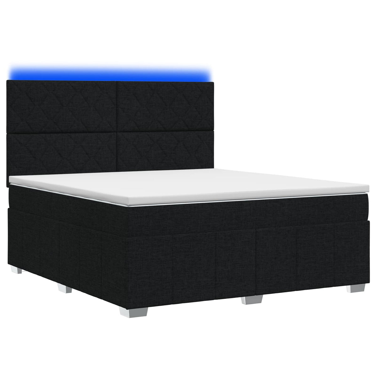 LED boksmadrasseng med madras Sort 180 x 200 cm Stof
