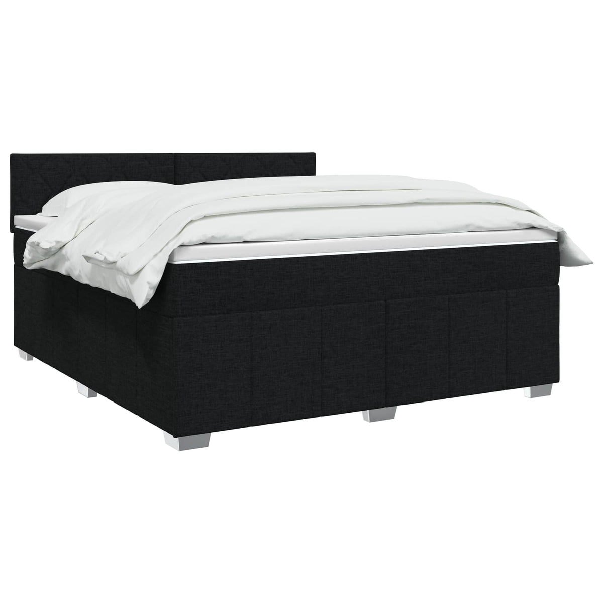 LED boksmadrasseng med madras Sort 180 x 200 cm Stof