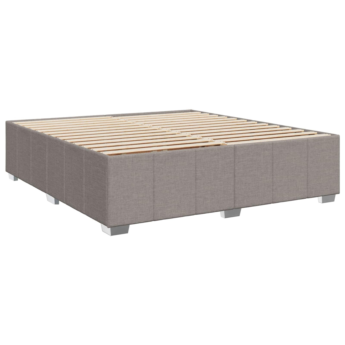 LED boksmadrasseng med madras Gråbrun 200 x 200 cm Stof