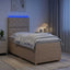 LED boksmadrasseng med madras Cremefarvet 80 x 200 cm Stof