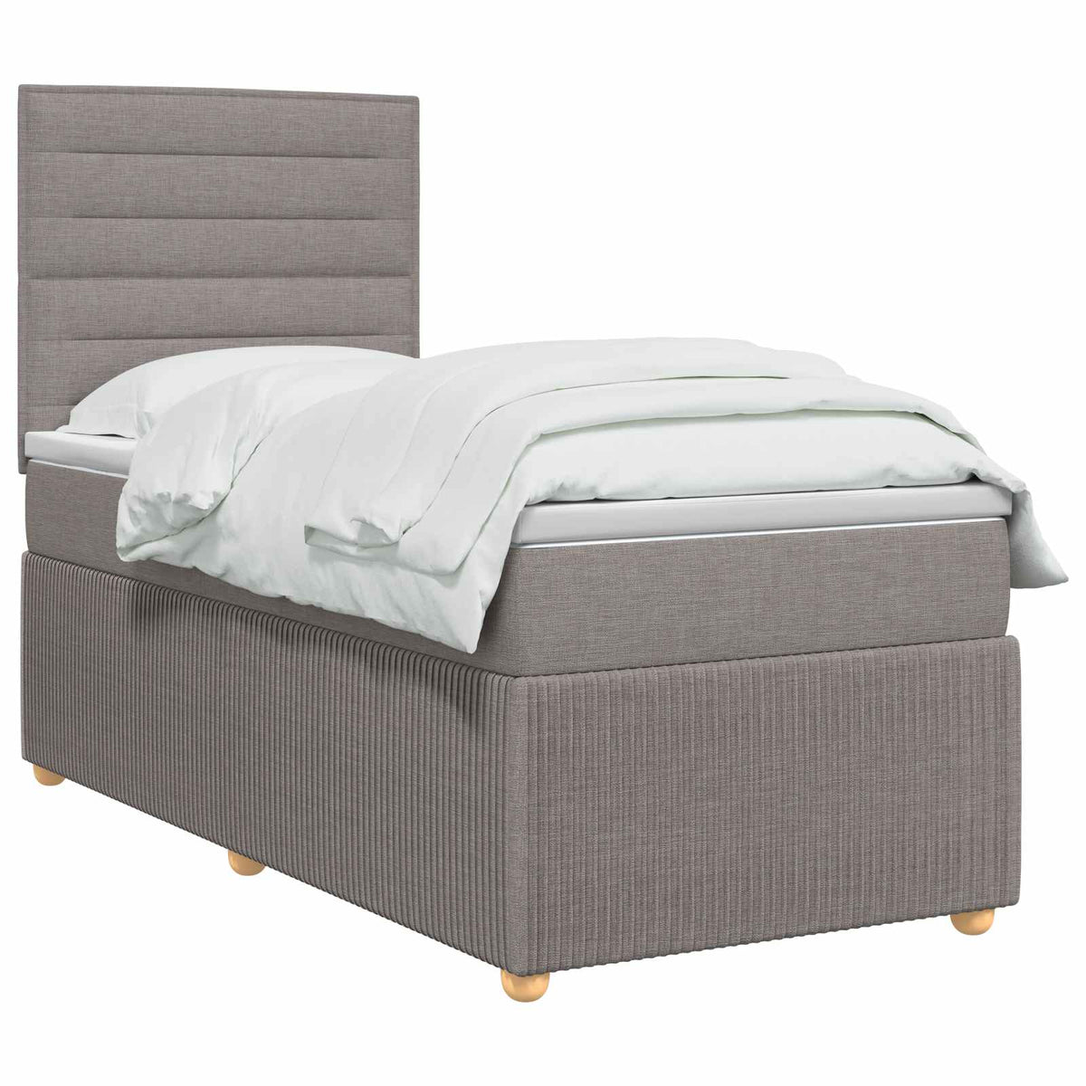 LED boksmadrasseng med madras Gråbrun 90 x 190 cm Stof