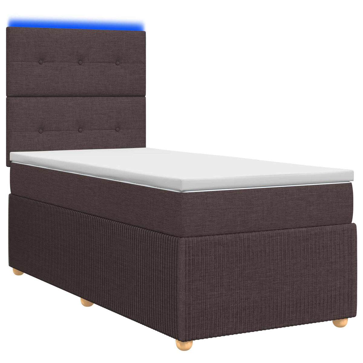 LED boksmadrasseng med madras Mørk Brun 90 x 190 cm Stof