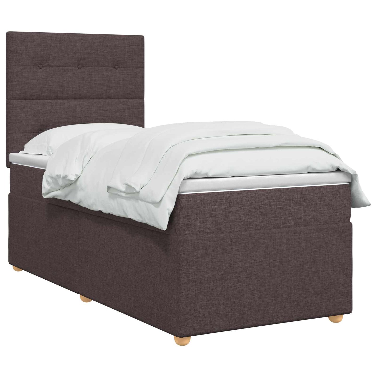 LED boksmadrasseng med madras Mørk Brun 90 x 190 cm Stof