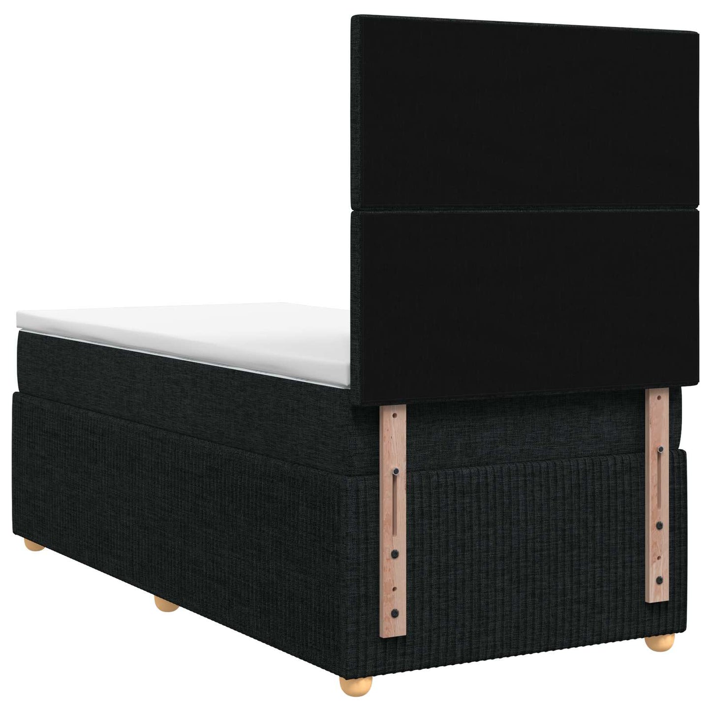 LED boksmadrasseng med madras Sort 90 x 190 cm Stof