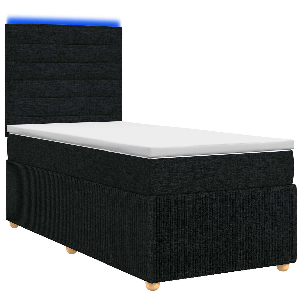 LED boksmadrasseng med madras Sort 100 x 200 cm Stof