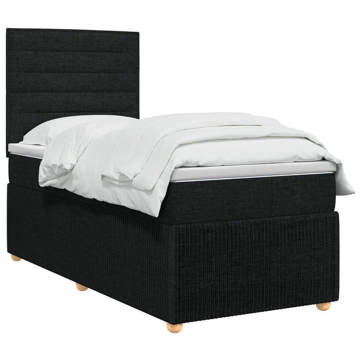 LED boksmadrasseng med madras Sort 100 x 200 cm Stof
