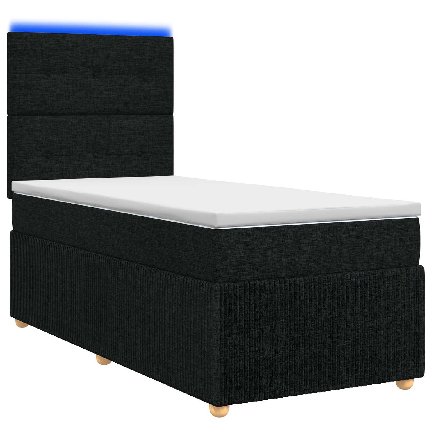 LED boksmadrasseng med madras Sort 100 x 200 cm Stof