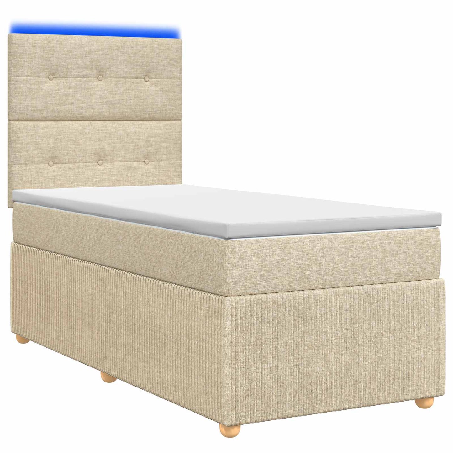 LED boksmadrasseng med madras Cremefarvet 100 x 200 cm Stof
