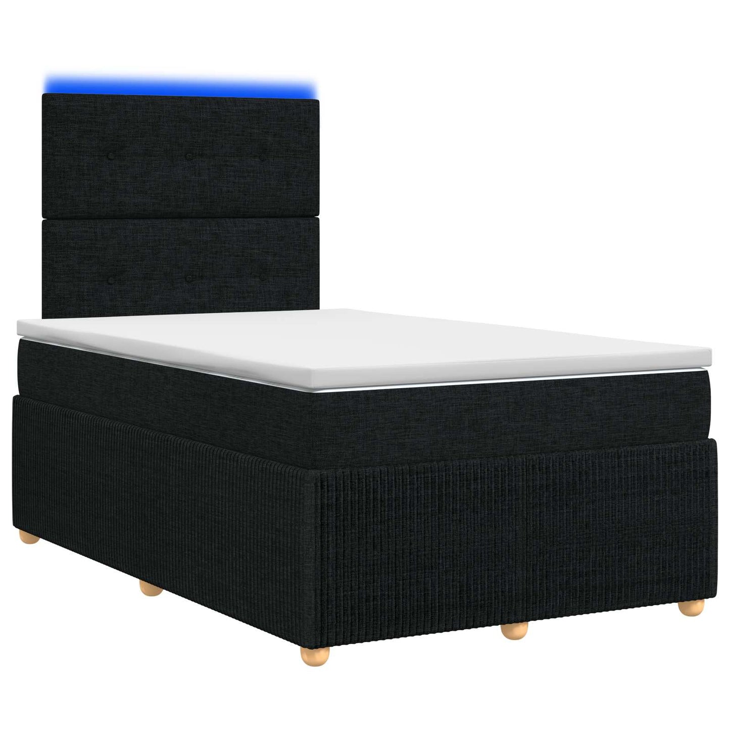LED boksmadrasseng med madras Sort 120 x 200 cm Stof