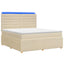 LED boksmadrasseng med madras Cremefarvet 140 x 190 cm Stof