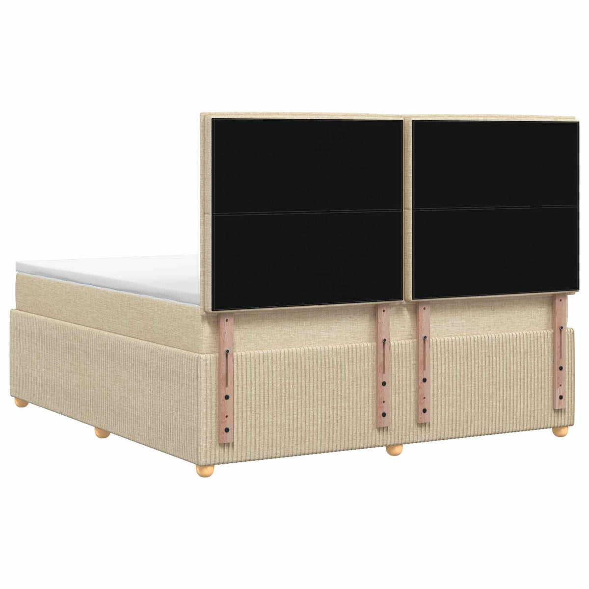 LED boksmadrasseng med madras Cremefarvet 140 x 190 cm Stof