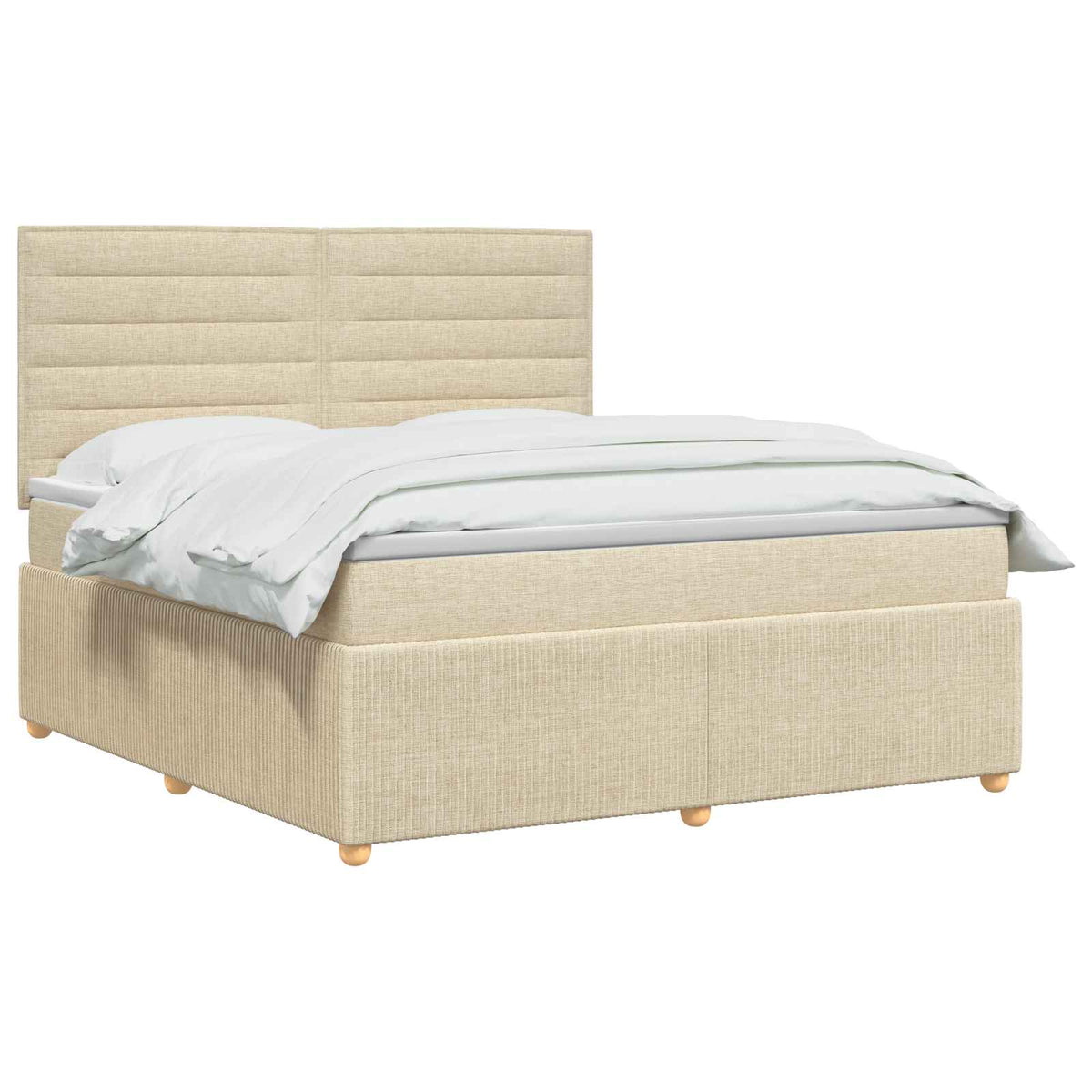 LED boksmadrasseng med madras Cremefarvet 140 x 190 cm Stof