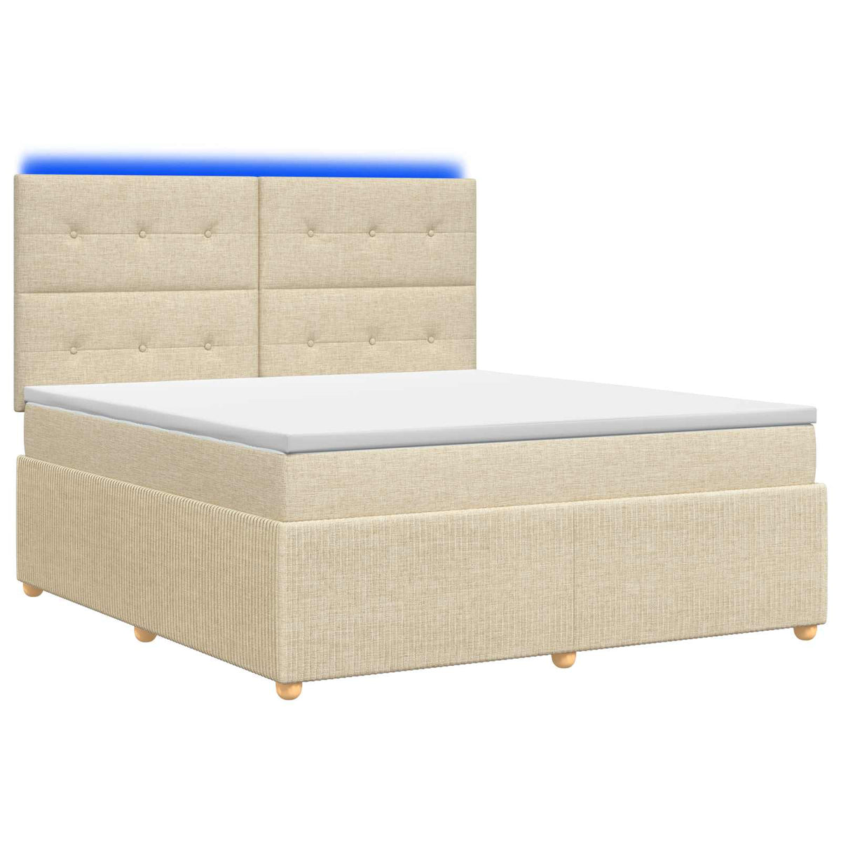 LED boksmadrasseng med madras Cremefarvet 140 x 190 cm Stof