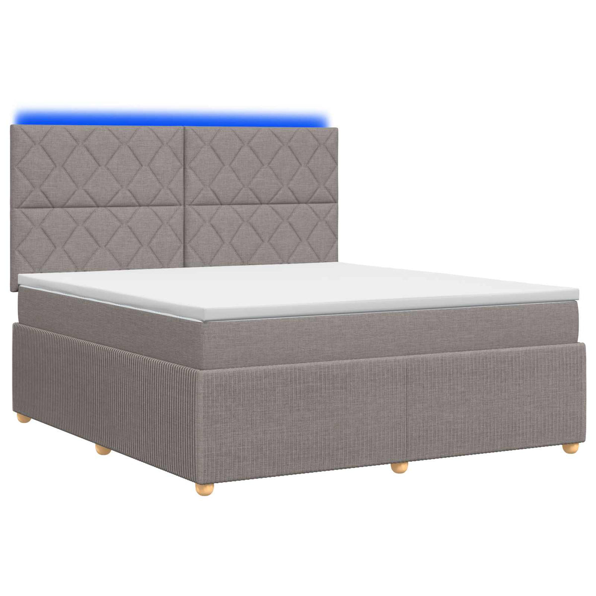 LED boksmadrasseng med madras Gråbrun 140 x 190 cm Stof